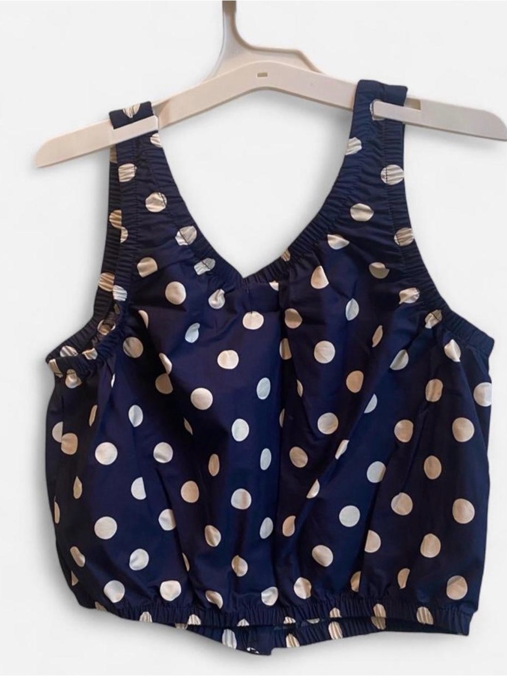 Navy Polka Dot Sleeveless Button Down Top - Picture 4 of 5